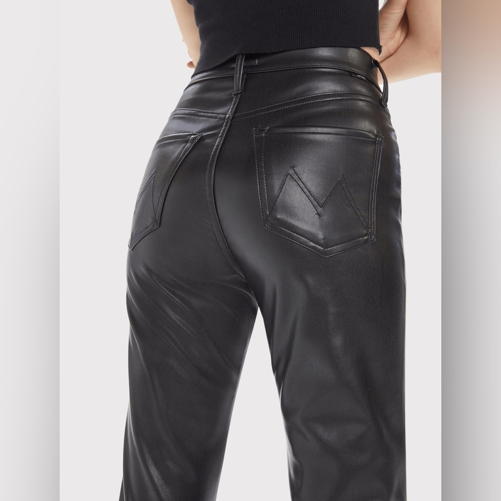 MOTHER NWT Vegan Leather Pants High-Waisted Rider Ankle Black Size 33 (16)